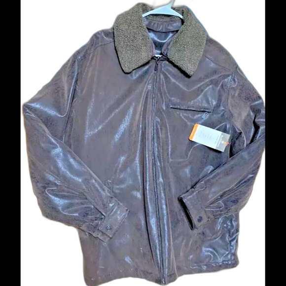 Ruff Hewn Men’s Vintage Inspired Bomber Aviator jacket Collared Brown Size Large - Picture 8 of 8